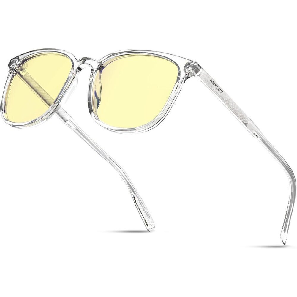 Unisex White Eyewear Look Clear Frame Yellow Lens Anti Eyestrain Sunglasses